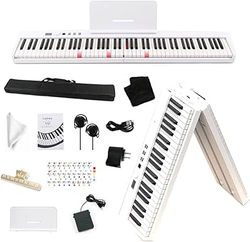 【美品】CARINA カリーナ　折りたたみ式 電子ピアノ 88鍵盤 充電式 Amazon | Carina 折りたたみ 電子ピアノ 光る鍵盤 88鍵盤